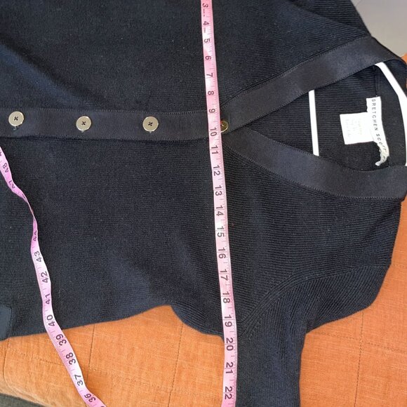 Gretchen Scott Black Grosgrain Heaven Cardigan Solid Women M MEDIUM - Picture 8 of 11